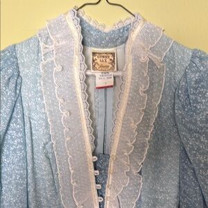Gunne Sax Blue Floral Maxi Dress